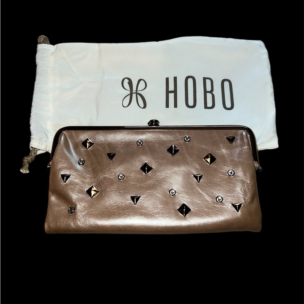 Hobo Brown Clutch with Studded Design